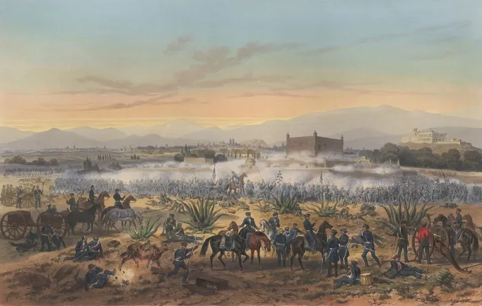 Framed Print : Mexican American War. Battle of Molino del Rey, Sept. 8, 1847, part of the Campaign for Mexico City, caused high casualties on both sides Framed Print : Mexican American War. Battle of Molino del Rey, Sept. 8, 1847, part of the Campaign for Mexico City, caused high casualties on both sides