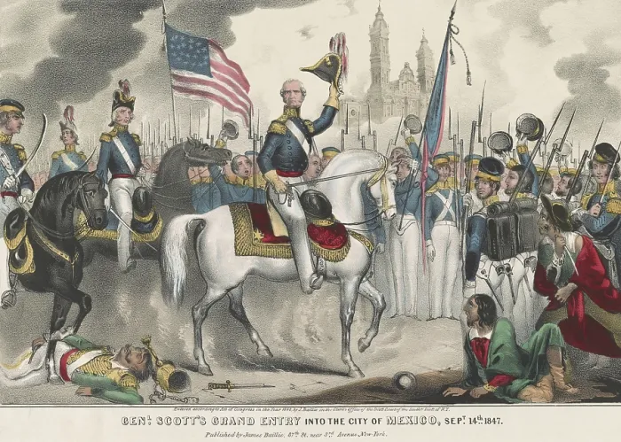 Framed Print : Mexican American War. Gen. Winfield Scott's triumphal entry into Mexico City, on the morning of Sept. 14, 1847