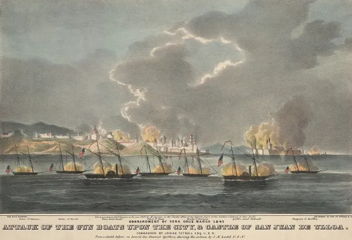 Framed Print : Mexican American War. Siege and bombardment of Vera Cruz and the Castle of San Juan de Ulloa (right), by the US Navy, in March 1847 Framed Print : Mexican American War. Siege and bombardment of Vera Cruz and the Castle of San Juan de Ulloa (right), by the US Navy, in March 1847