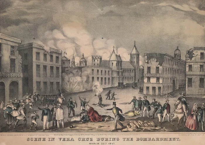 Framed Print : Mexican American War. Vera Cruz during the final bombardment. March 25, 1847