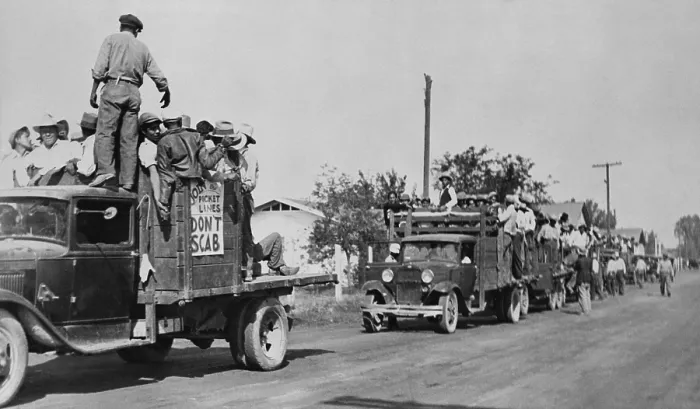 Framed Print : Mexican-American workers on strike in California in 1933