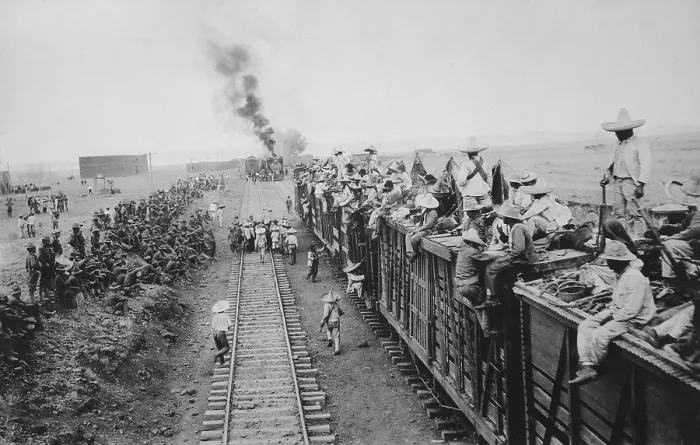 Framed Print : Mexican government troop train near San Antonio, Mexico, in 1916 encounters US 6th Infantry Framed Print : Mexican government troop train near San Antonio, Mexico, in 1916 encounters US 6th Infantry