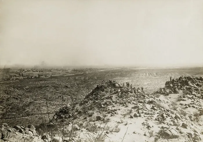 Framed Print : Mexican Revolutionary soldiers on mountain ridge with view of El Paso and Juarez in the distance. March 9, 1911 Framed Print : Mexican Revolutionary soldiers on mountain ridge with view of El Paso and Juarez in the distance. March 9, 1911
