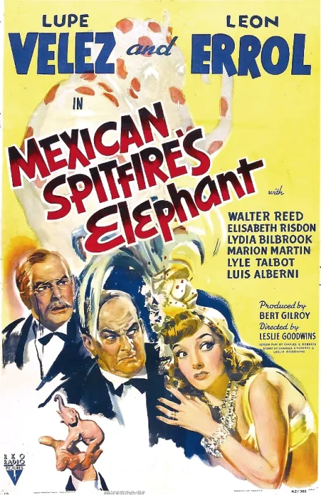 Framed Print : MEXICAN SPITFIRE'S ELEPHANT, US poster, from center left: Walter Reed, Leon Errol, Lupe Velez, 1942