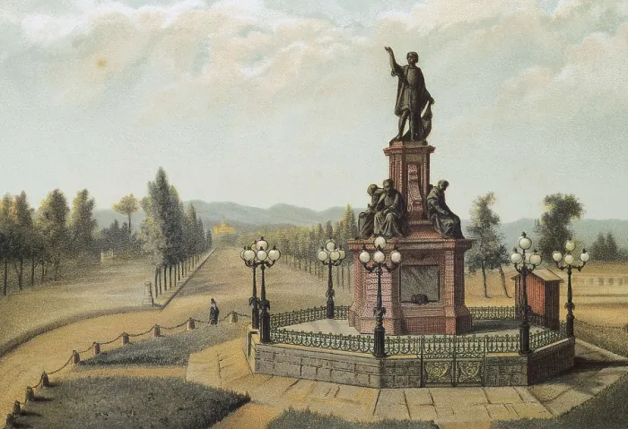 Framed Print : Mexico City. Monument to Columbus in Paso de la Reforma (1885). Litography. AISA / Everett Collection**US SALES ONLY** Framed Print : Mexico City. Monument to Columbus in Paso de la Reforma (1885). Litography. AISA / Everett Collection**US SALES ONLY**