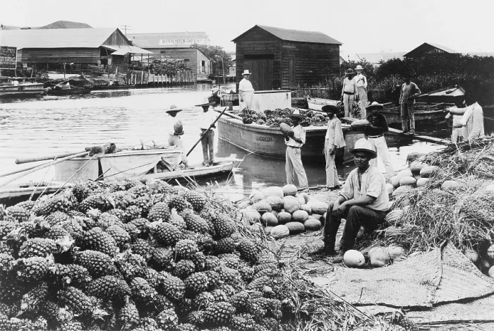 Framed Print : Mexico City, waterfront market, circa early 1900s
