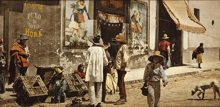 Framed Print : Mexico, a pulque shop in Tacubaya, photochrom by William Henry Jackson, circa late 1800s Framed Print : Mexico, a pulque shop in Tacubaya, photochrom by William Henry Jackson, circa late 1800s