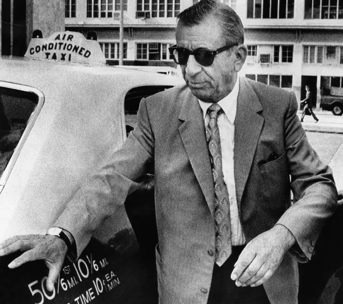 Framed Print : Meyer Lansky (1902-1983), American gangster, arriving for his trial on income tax fraud charges. Miami, Florida, July 17, 1973. Courtesy: CSU Archives / Everett Collection