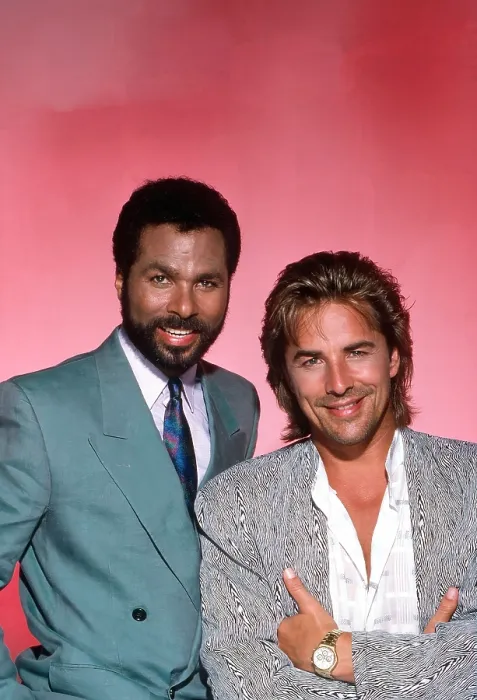 Framed Print : MIAMI VICE, from left: Philip Michael Thomas, Don Johnson (1987), 1984-1989