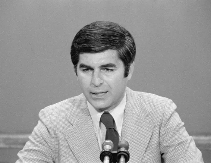 Framed Print : Michael Dukakis, then governor of Massachusetts speaking at the 1976 Democratic National Convention
