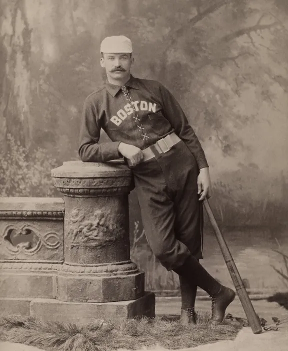 Framed Print : Michael Kelley, called King Kelly, posing casually in his Boston Beaneaters baseball uniform, 1887. (BSLOC_2018_3_104)