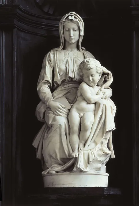 Framed Print : Michelangelo (1475-1564). Madonna of Bruges. 1501 - 1504. BELGIUM. Bruges. Church of Our Lady. Renaissance art. Cinquecento. Sculpture on marble Framed Print : Michelangelo (1475-1564). Madonna of Bruges. 1501 - 1504. BELGIUM. Bruges. Church of Our Lady. Renaissance art. Cinquecento. Sculpture on marble