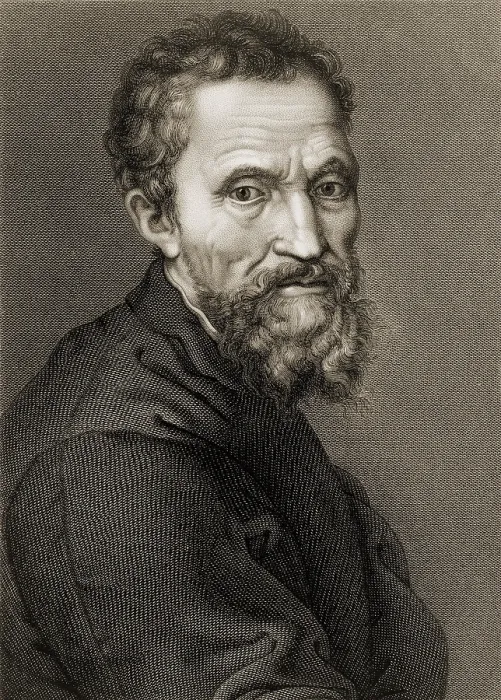 Framed Print : Michelangelo Buonarroti (1475-1564), Italian Renaissance painter, sculptor and architect. 19th century engraving by Jean Louis Potrelle after Michelangelo self portrait of ca Framed Print : Michelangelo Buonarroti (1475-1564), Italian Renaissance painter, sculptor and architect. 19th century engraving by Jean Louis Potrelle after Michelangelo self portrait of ca