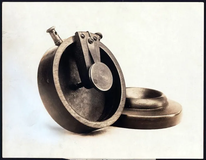 Framed Print : Microphone of Caveat, with mouthpiece, April 14, 1877 Framed Print : Microphone of Caveat, with mouthpiece, April 14, 1877