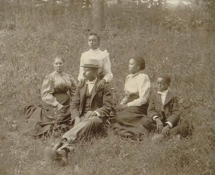 Framed Print : Middle class African American family seated on lawn in Georgia, ca. 1899