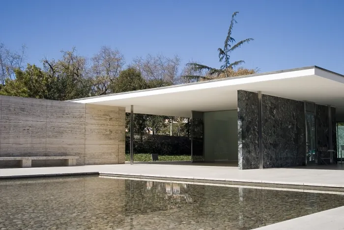 Framed Print : MIES VAN DER ROHE, Ludwig (1886-1969). German Pavilion. 1929. SPAIN. CATALONIA. Barcelona. Montjuic. Bauhaus. Architecture. AISA / Everett Collection - Image has fine art copyright