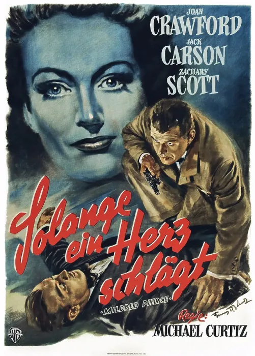 Framed Print : MILDRED PIERCE, (aka SOLONGE EIN HERZ SCHLAGT), from left: Joan Crawford, Jack Carson on German poster art, 1945