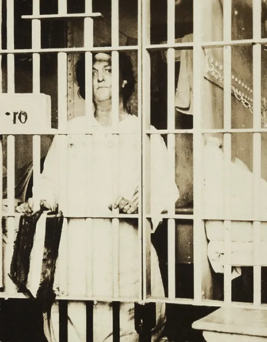Framed Print : Militant suffragist Helena Hill Weed, in jail cell while serving a three day sentence in D.C Framed Print : Militant suffragist Helena Hill Weed, in jail cell while serving a three day sentence in D.C