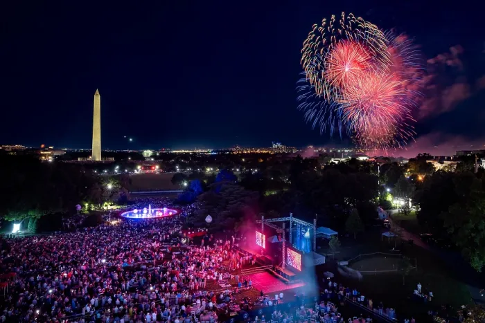 Framed Print : Military families and other guests of President Biden watch the National 4th of July Fireworks from the White House South Lawn on July 4, 2022. (BSLOC_2022_6_1)