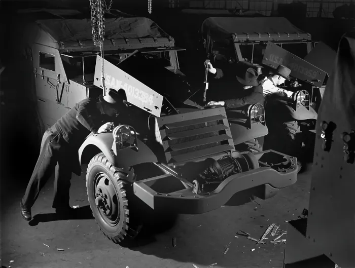 Framed Print : Military, the ordnance department must satisfy itself that every halftrac scout car turned over to it by a Midwest manufacturer is fit for Army duty