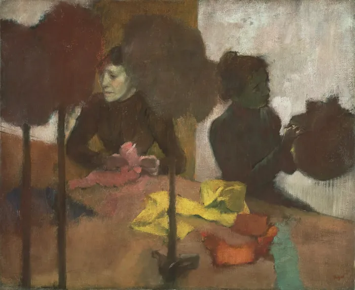 Framed Print : The Milliners, by Edgar Degas, 1882-1905, French impressionist painting, oil on canvas. Women at work were a frequent subject for Degas
