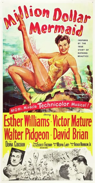 Framed Print : MILLION DOLLAR MERMAID, top: Esther Williams, bottom l-r: David Brian, Walter Pidgeon, Esther Williams, Victor Mature on poster art, 1952 Framed Print : MILLION DOLLAR MERMAID, top: Esther Williams, bottom l-r: David Brian, Walter Pidgeon, Esther Williams, Victor Mature on poster art, 1952