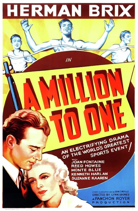 Framed Print : A MILLION TO ONE, US poster art, top center: Bruce Bennett (aka Herman Brix); bottom from left: Bruce Bennett, Joan Fontaine, 1937 Framed Print : A MILLION TO ONE, US poster art, top center: Bruce Bennett (aka Herman Brix); bottom from left: Bruce Bennett, Joan Fontaine, 1937