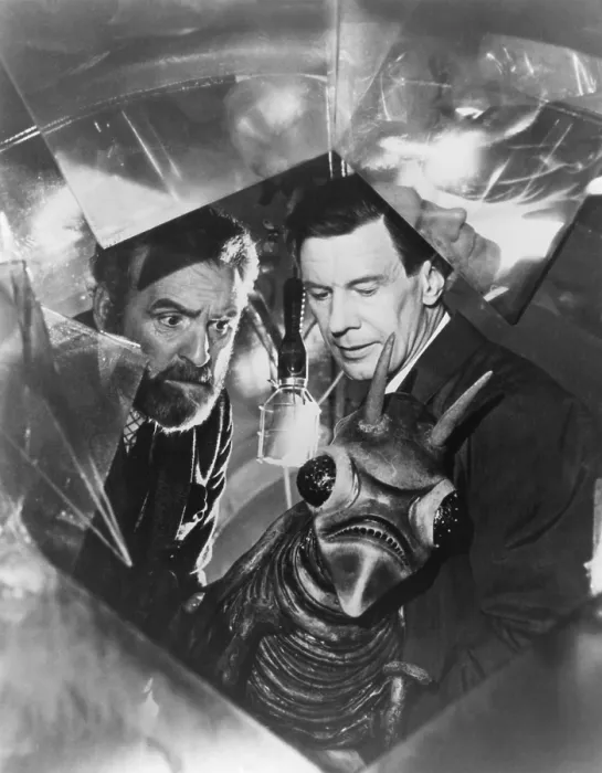 Framed Print : FIVE MILLION YEARS TO EARTH, (aka, QUATERMASS AND THE PIT), from left: Andrew Keir, James Donald, 1967 TM and (c) Copyright 20th Century-Fox Film Corp. All Rights Reserved