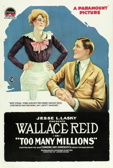 Framed Print : TOO MANY MILLIONS, l-r: Winifred Greenwood, Wallace Reid on poster art, 1918