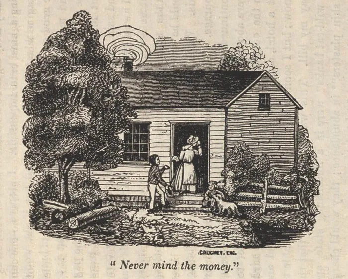 Framed Print : Never mind the money. Fugitive slave Henry Bibb's money is refused by a woman who gave him food during his escape from Kentucky to the North