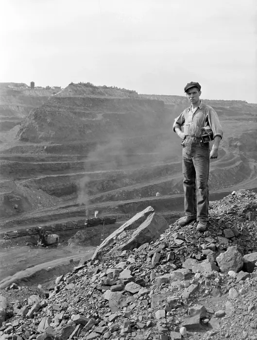 Framed Print : Miner John Palumbo, Jr. (1921-2008), poses on the edge of the Hull-Rust-Mahoning iron pit mine in Minnesota's Mesabi Iron Range in 1942 Framed Print : Miner John Palumbo, Jr. (1921-2008), poses on the edge of the Hull-Rust-Mahoning iron pit mine in Minnesota's Mesabi Iron Range in 1942