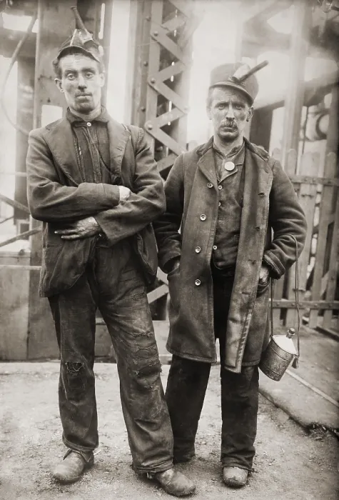Framed Print : Two miners leaving entrance of coal mine near Scranton, Pennsylvania April 1912