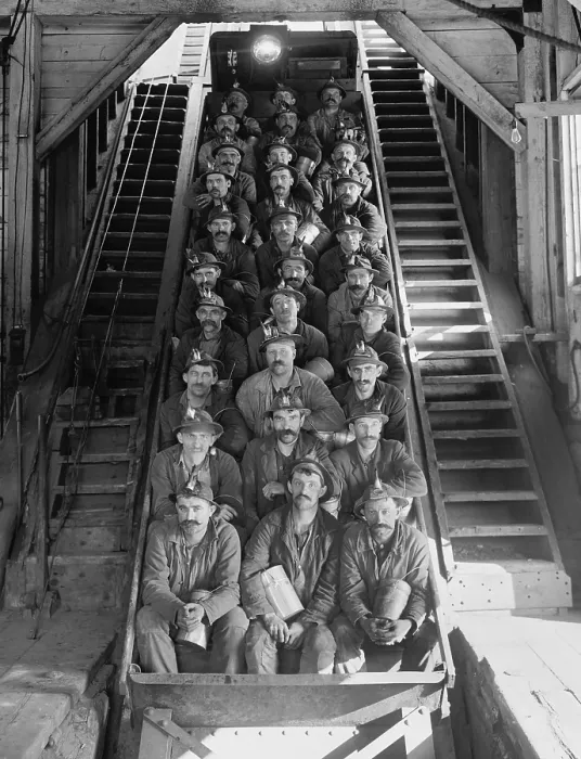 Framed Print : Miners in an open tram at the Calumet and Hecla Mining Company, one of the largest and most profitable copper mines in American in the late 19th and early 20th century Framed Print : Miners in an open tram at the Calumet and Hecla Mining Company, one of the largest and most profitable copper mines in American in the late 19th and early 20th century