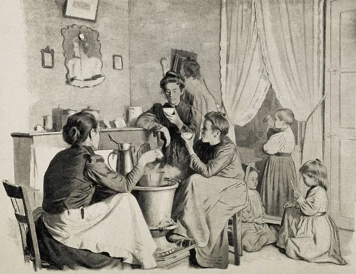 Framed Print : Miners women taking a coffe. Engraving. AISA / Everett Collection**US SALES ONLY**