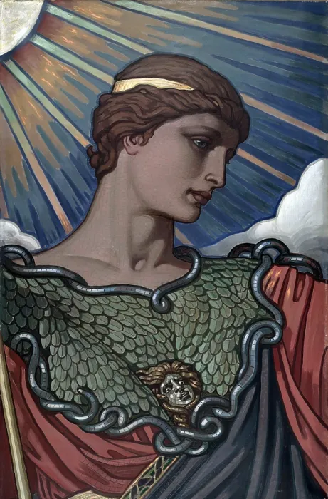 Framed Print : Minerva, goddess of war and Roman counterpart of Athena. 1896 painting by American mural painter Elihu Vedder Framed Print : Minerva, goddess of war and Roman counterpart of Athena. 1896 painting by American mural painter Elihu Vedder