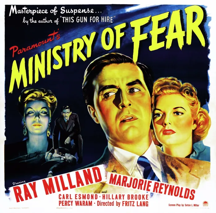 Framed Print : MINISTRY OF FEAR, l-r: Ray Milland, Marjorie Reynolds on poster art, 1944 Framed Print : MINISTRY OF FEAR, l-r: Ray Milland, Marjorie Reynolds on poster art, 1944