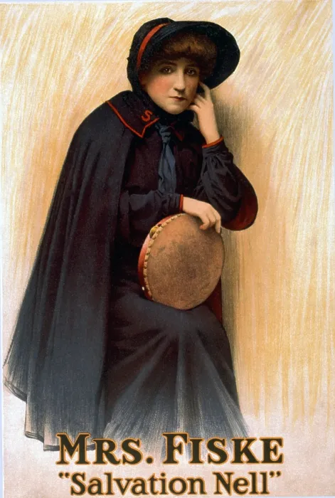 Framed Print : Minnie Maddern Fiske (1865-1932), American actress, on poster advertising the Edward Sheldon's play, SALVATION NELL, 1909