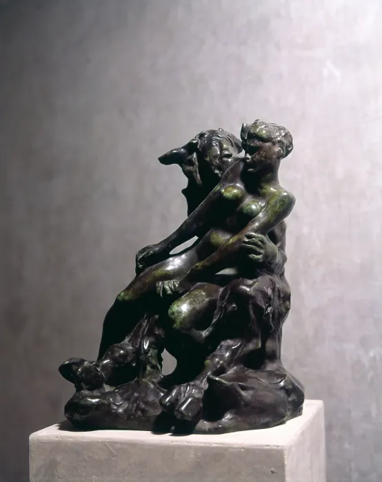 Framed Print : The Minotaur, by Franois-Auguste-Ren Rodin, 1886, 19th Century, bronze, 34 x 25 x 25 cm - France, Paris, Rodin Museum. Whole artwork view. The Minotaur is bothering a Nymph