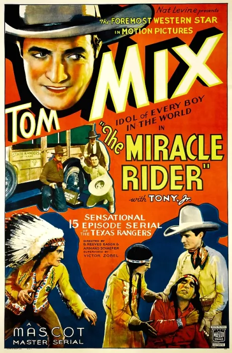 Framed Print : THE MIRACLE RIDER, top left and bottom far right: Tom Mix, 1935