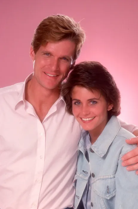Framed Print : MISFITS OF SCIENCE, from left: Dean Paul Martin, Courteney Cox, 1985-1986