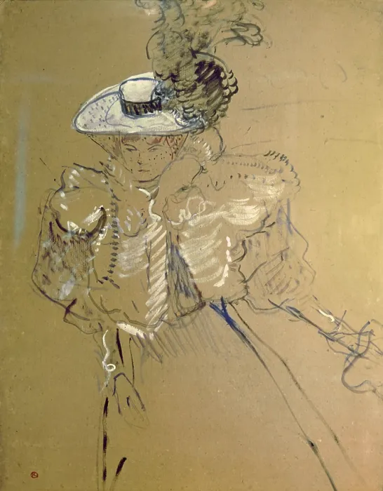 Framed Print : Misia Natanson, by Henri de Toulouse-Lautrec, 1895, 19th Century, oil and gouache on board, Ca. 94 x 72 cm - Private collection. Whole artwork view