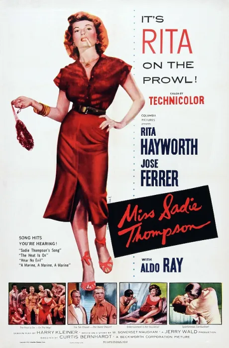 Framed Print : MISS SADIE THOMPSON, US poster art, Rita Hayworth, 1953 Framed Print : MISS SADIE THOMPSON, US poster art, Rita Hayworth, 1953