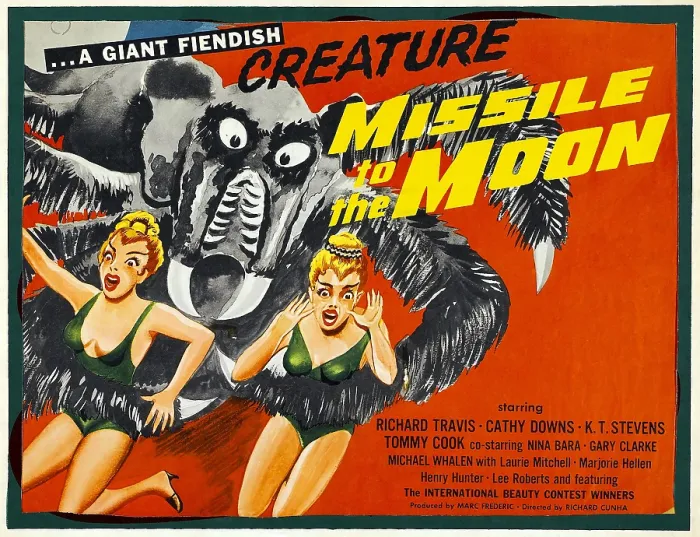 Framed Print : MISSILE TO THE MOON, half-sheet poster art, 1958 Framed Print : MISSILE TO THE MOON, half-sheet poster art, 1958