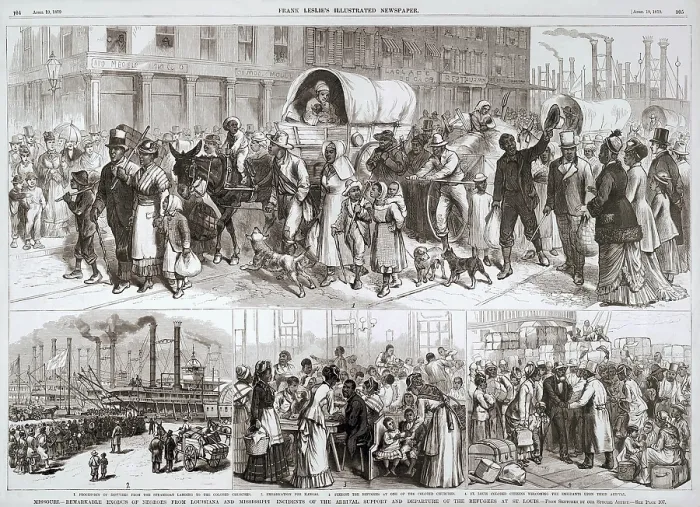 Framed Print : MISSOURI. REMARKABLE EXODUS OF NEGROS FROM LOUISIANA AND MISSISSIPPI. INCIDENTS OF THEIR ARRIVAL. SUPPORT AND DEPARTURE OF THE REFUGEES AT ST. LOUIS