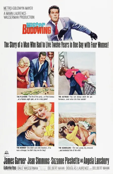 Framed Print : MISTER BUDDWING, US poster art, bottom from left: James Garner, Angela Lansbury, Katharine Ross, James Garner, 1966 Framed Print : MISTER BUDDWING, US poster art, bottom from left: James Garner, Angela Lansbury, Katharine Ross, James Garner, 1966