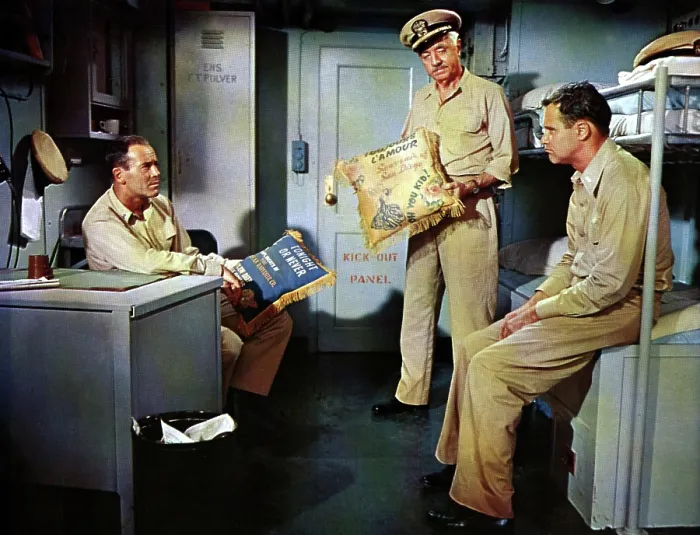 Framed Print : MISTER ROBERTS, Henry Fonda, William Powell, Jack Lemmon, 1955, displaying pillows Framed Print : MISTER ROBERTS, Henry Fonda, William Powell, Jack Lemmon, 1955, displaying pillows