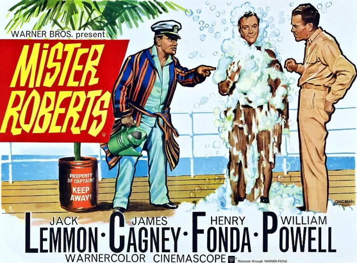Framed Print : MISTER ROBERTS, l-r: James Cagney, Jack Lemmon, Henry Fonda on UK poster art, 1955 Framed Print : MISTER ROBERTS, l-r: James Cagney, Jack Lemmon, Henry Fonda on UK poster art, 1955