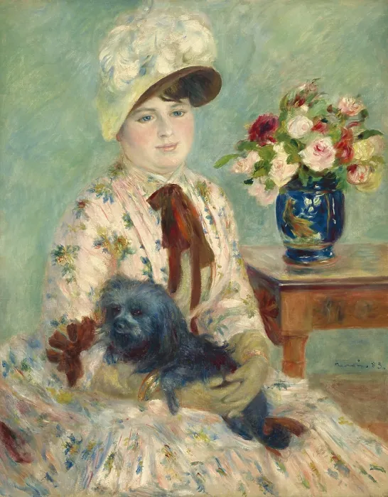 Framed Print : Mlle Charlotte Berthier, by Auguste Renoir, 1883, French impressionist painting, oil on canvas. In the 1880s, portraiture sustained Renoir financially Framed Print : Mlle Charlotte Berthier, by Auguste Renoir, 1883, French impressionist painting, oil on canvas. In the 1880s, portraiture sustained Renoir financially