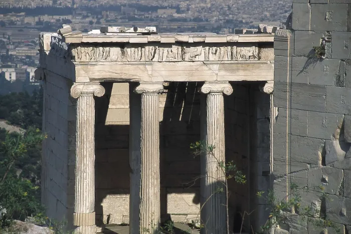 Framed Print : MNESICLES (5th C. BC); CALCRATES, (5th C. BC). Temple of Athena Nike. GREECE. ATTICA. Athens. Acropolis. Temple of Athena Nike. Classical Greek art. Architecture