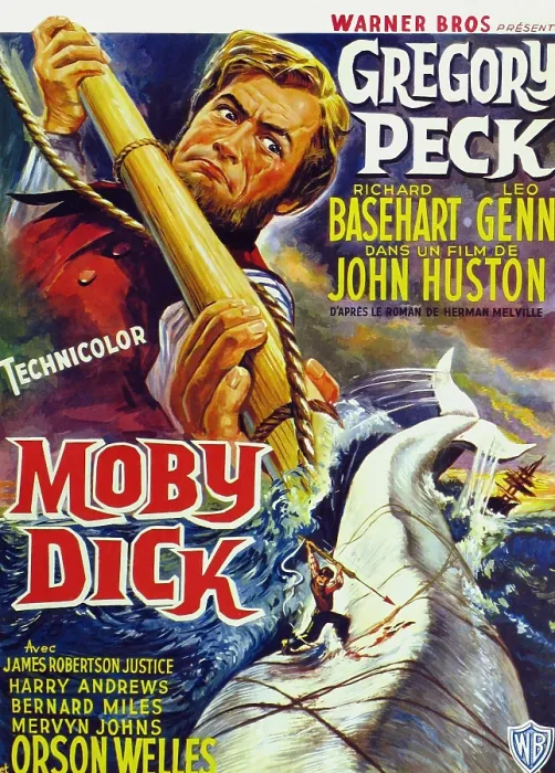 Framed Print : MOBY DICK, Gregory Peck on French poster art, 1956